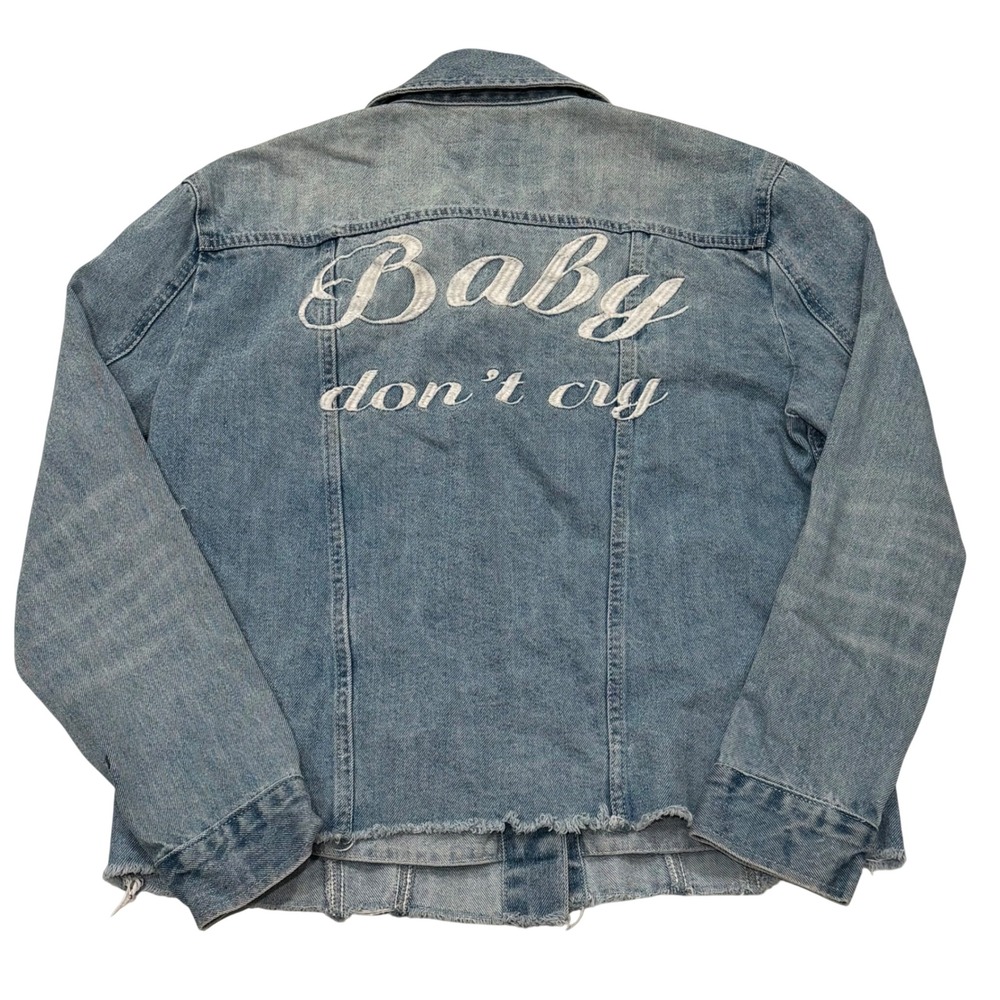 Pistola Light Wash‎ Denim Jacket Baby Dont Cry Embroidered Distressed Blue XS